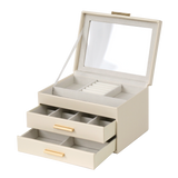 Jewellery Box PVC Champagne Leather 2 Draw