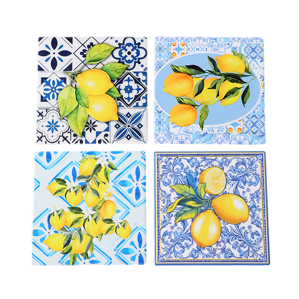Coasters x 4 - Square Lemons 1