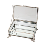 Glass Jewellery box Silver with Clear Glass (6.7 x 15.5 x 10 cm)