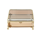 Glass Jewellery box Gold with Amber Glass (6.5 x 15 x 12cm)