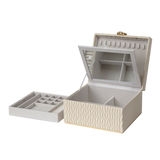 Jewellery Box PVC Champagne Leather Wrinkled with Lift Out Tray