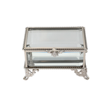 Glass Jewellery box Silver with Clear Glass (6.7 x 10 x 6.5 cm)