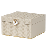 Jewellery Box PVC Champagne Leather Wrinkled with Lift Out Tray