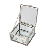 Glass Jewellery box Silver with Clear Glass (5.5 x 8.5 x 8.5cm)