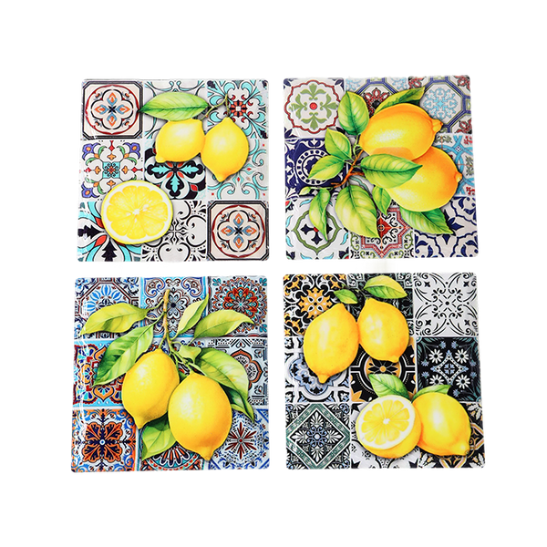 Coasters x 4 - Square Lemons 2