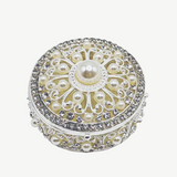 Trinket Box Round with Pearl & Crystal