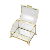 Glass Jewellery box Gold Curved with Clear Glass (6 x 10 x 7.7 cm)