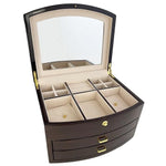 WALNUT CURVED JEWELRY BOX 2 DRAW - 30 X 23 X 18CM