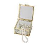 Glass Jewellery box Gold with Clear Glass (5.5 x 8.5 x 8.5 cm)