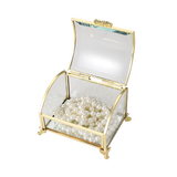 Glass Jewellery box Gold Curved with Clear Glass (6 x 10 x 7.7 cm)