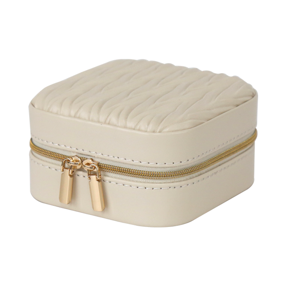 Jewellery Box PVC Champagne Leather Wrinkled Travel