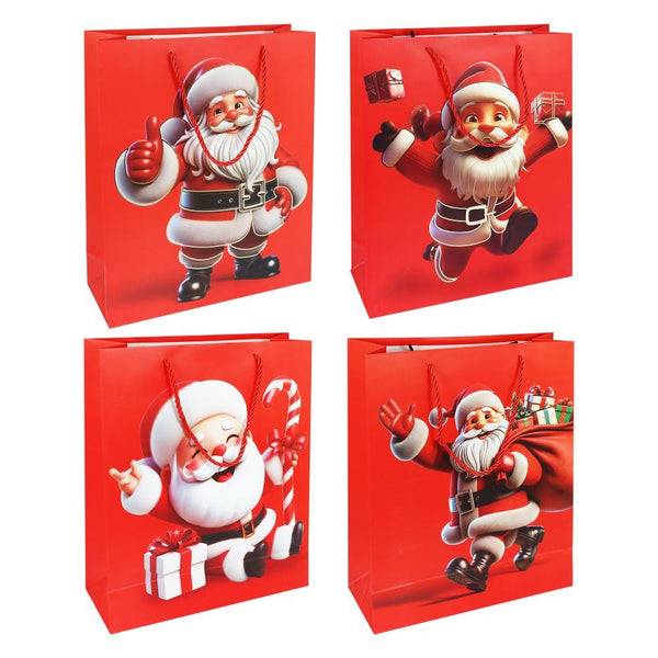 Xmas Gift Bag L Jolly Santa 32x26x10cm