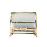 Glass Jewellery box Gold Curved with Clear Glass (6 x 10 x 7.7 cm)