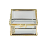 Glass Jewellery box Gold with Clear Glass (5.5 x 8.5 x 8.5 cm)