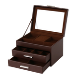Jewellery Box PVC Brown Leather with 2 Draws