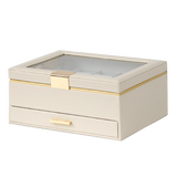 Jewellery Box PVC Champagne Leather 1 Draw