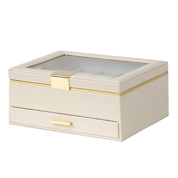 Jewellery Box PVC Champagne Leather 1 Draw