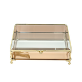 Glass Jewellery box Gold with Amber Glass (6.5 x 20 x 15.3cm)