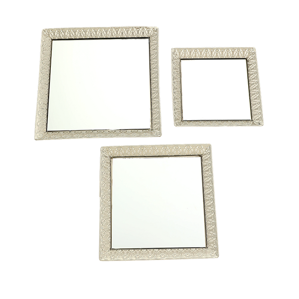 Silver Square Tray Set of 3