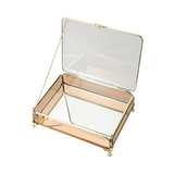 Glass Jewellery box Gold with Amber Glass (6.5 x 20 x 15.3cm)