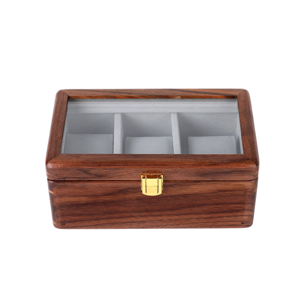 Watch Box Black Walnut Wood 3 Watch