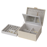 Jewellery Box PVC Champagne Leather Wrinkled with Lift Out Tray