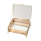 Glass Jewellery box Gold with Amber Glass (6.5 x 15 x 12cm)