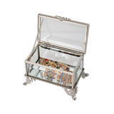 Glass Jewellery box Silver with Clear Glass (6.7 x 10 x 6.5 cm)