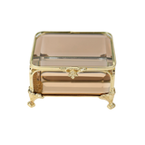 Glass Jewellery box Gold with Amber Glass (6.5 x 10 x 8cm)