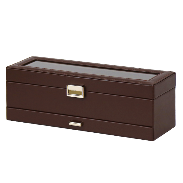 Watch Box Brown PVC Leather 6 Watch