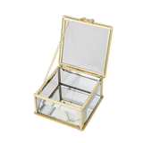 Glass Jewellery box Gold with Clear Glass (5.5 x 8.5 x 8.5 cm)