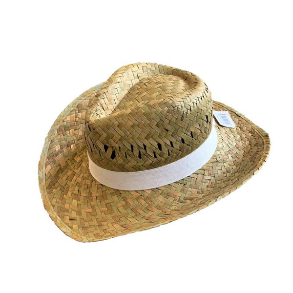 Hat Flax Cowboy - White Band