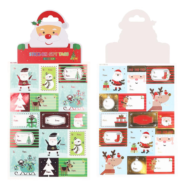 Xmas Sticker Foil Gift Tags 30pc
