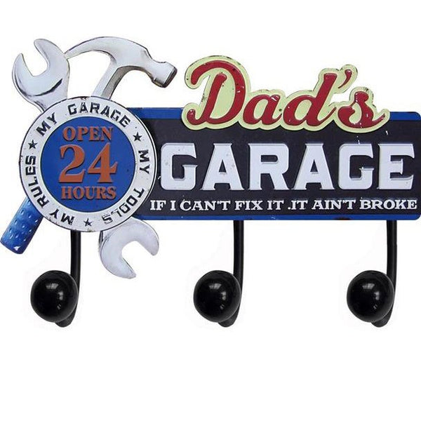 Men's Republic Retro Sign with 3 Hanging Hooks - Dad's Garage