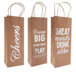 Gift Bag Wine Kraft Silver Foil 3asst