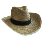 Hat Flax Cowboy Plain Black band