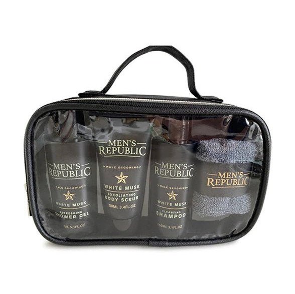 Men's Republic Grooming Kit 4pc Shower Cleansing in Carry Bag