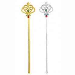 Dress Up Fairy Wand W/Coloured Jewels Gold/Sil