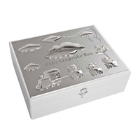 BABY KEEPSAKE BOX WHITE WITH SILVER PLATE
